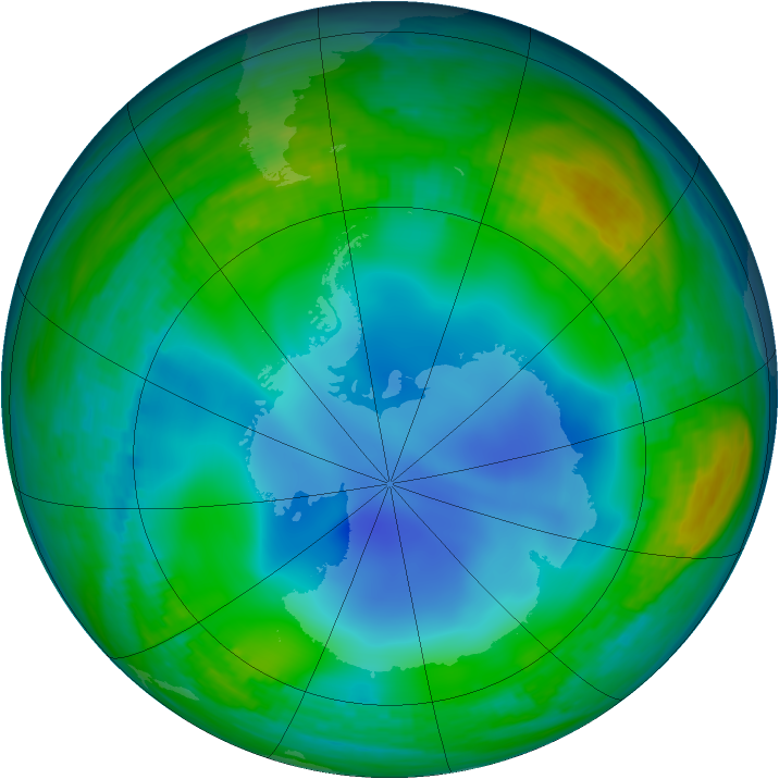 Antarctic ozone map for 14 June 1986